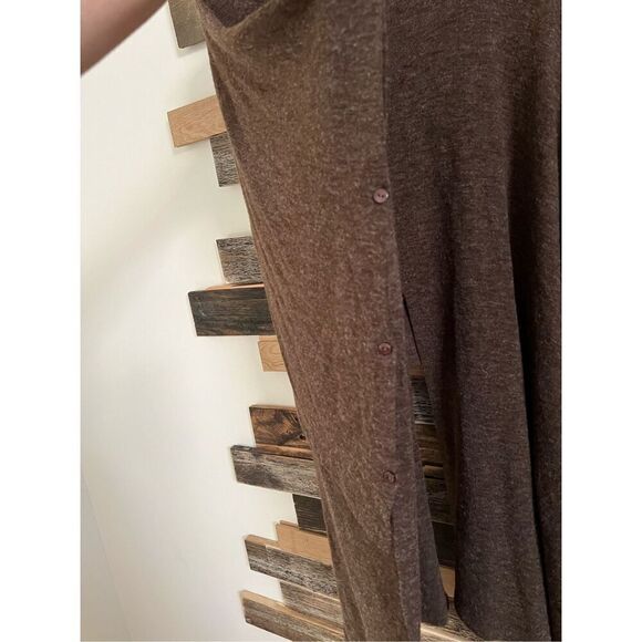 Patrizia Luca Women’s Poncho Sweater cover Button side brown high low - Picture 7 of 7